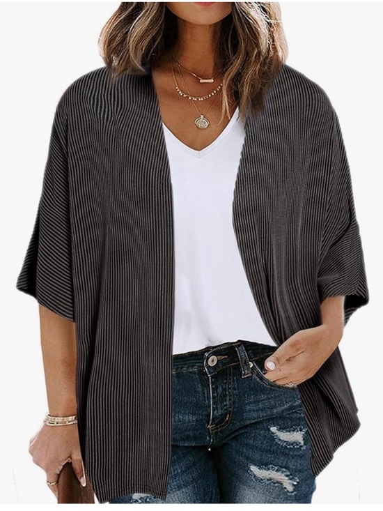 Amazon Sweaters - NWT Women’s Fashionable Open-Front Medium Ribbed Vest - Charcoal
